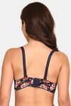 PrettyCat Lightly Padded Floral T-shirt Bra With Bows - Navy Blue — thumbnail 3